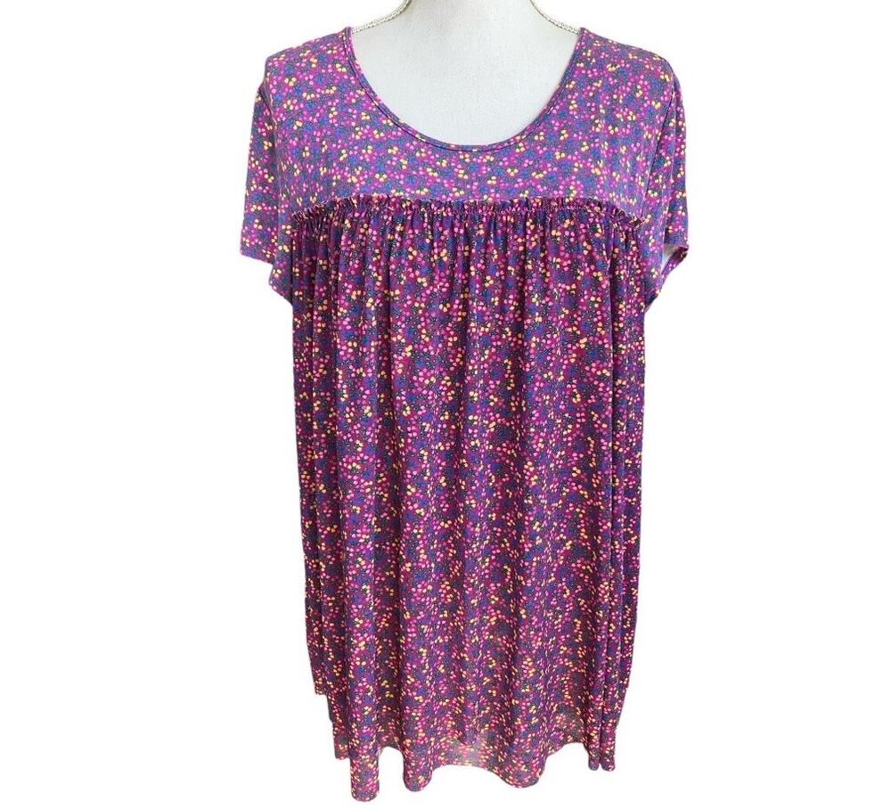 Matilda Jane Purple Floral Short Sleeve Layered Top Large